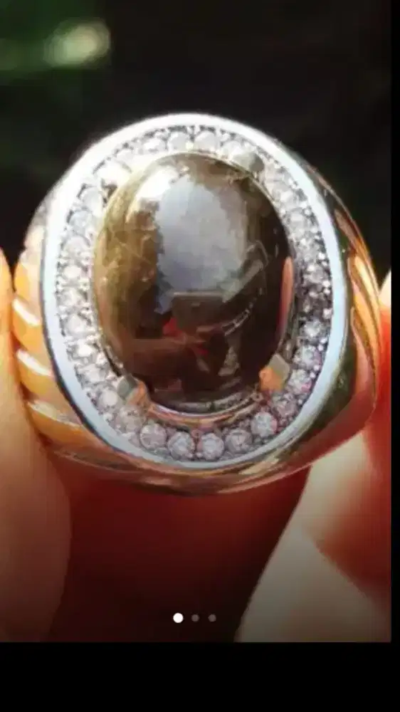 Jual Batu Cincin Permata Golden Black Sapphire Star