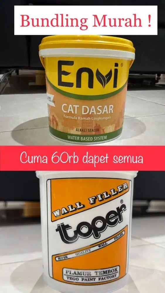 Bundling murah! Cat dasar Envi dan Plamir Topper 1kg