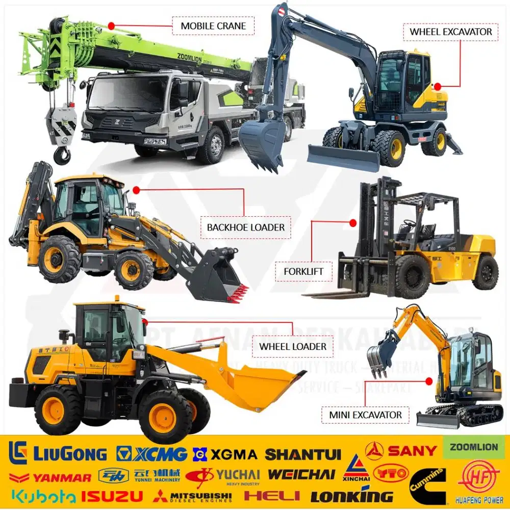 Wheel Loader Excavator Forklift Mobile Crane Concrete Mixer BullDozer