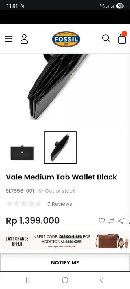 FOSSIL Dompet Baru Original masih segel dari pengiriman counter
