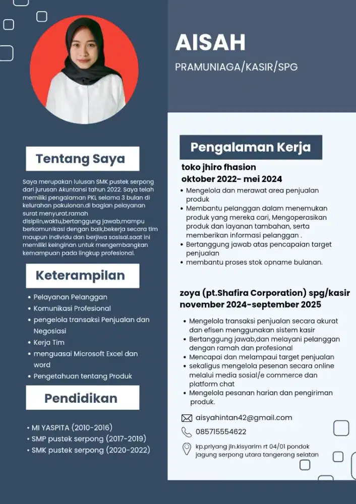 cari pekerjaan domisili saya di serpong tangerang selatan