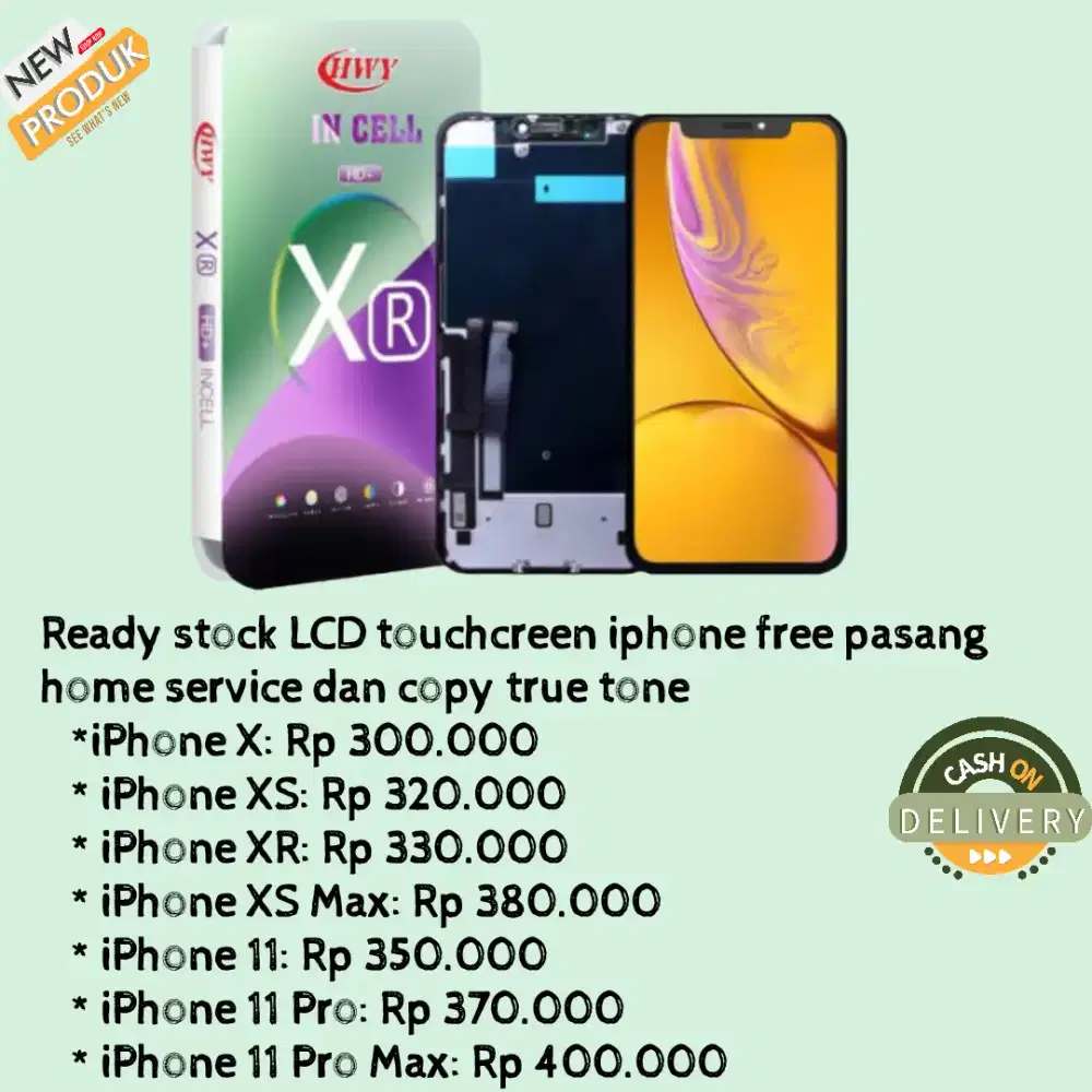 lcd iphone X XS XR XSmax 11 11pro gratis pasang