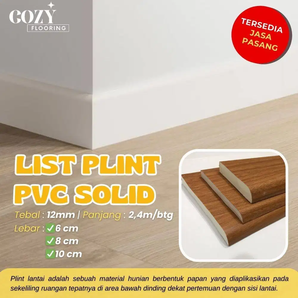 List Plint pcv solid padat custom warna lapisan | skirting dinding