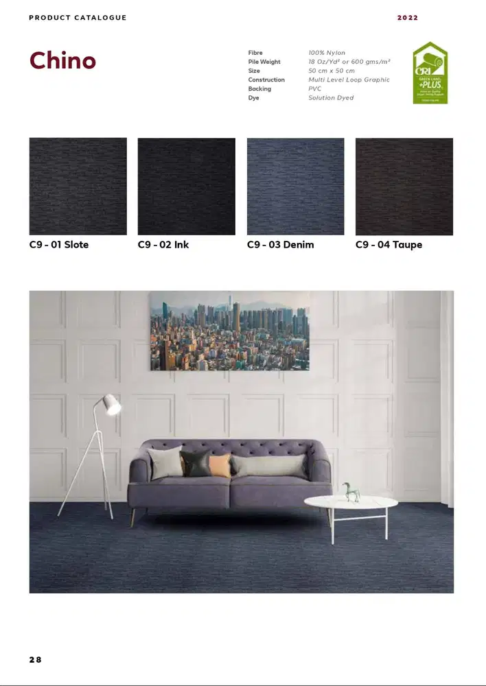 Karpet Tile 50x50 cm CHINO / C9 03 - Denim / Karpet Lantai Office