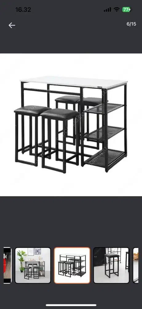 MEJA MAKAN SET 4 BANGKU TINGGI LENGKAP