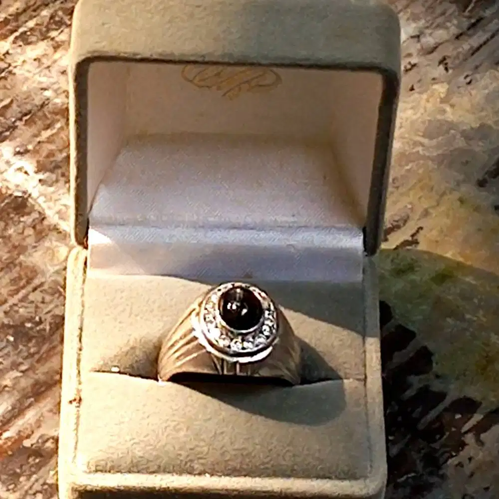 Cincin Batu Black Safir ikat perak