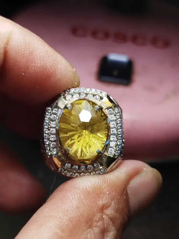 cincin natural citrine (quartz) plus memo