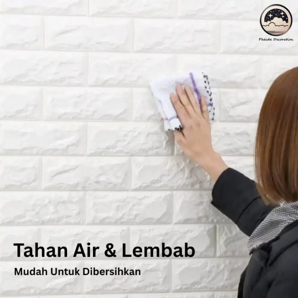 Wallpaper Dinding Stiker 3D Foam Anti Air Motif Bata Dekorasi