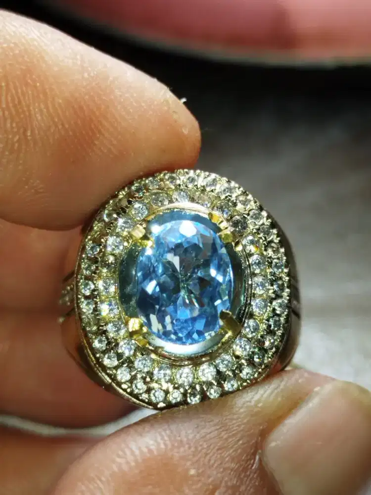 cincin natural blue topaz