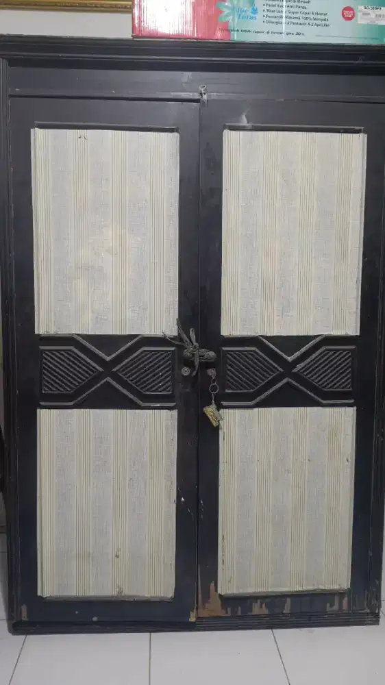 Lemari kayu hitam jumbo besar 120x60x180 aesthetic estetik murah