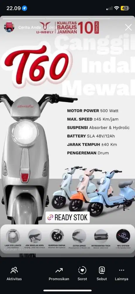 Sepeda Listrik Bisa cash dan kredit