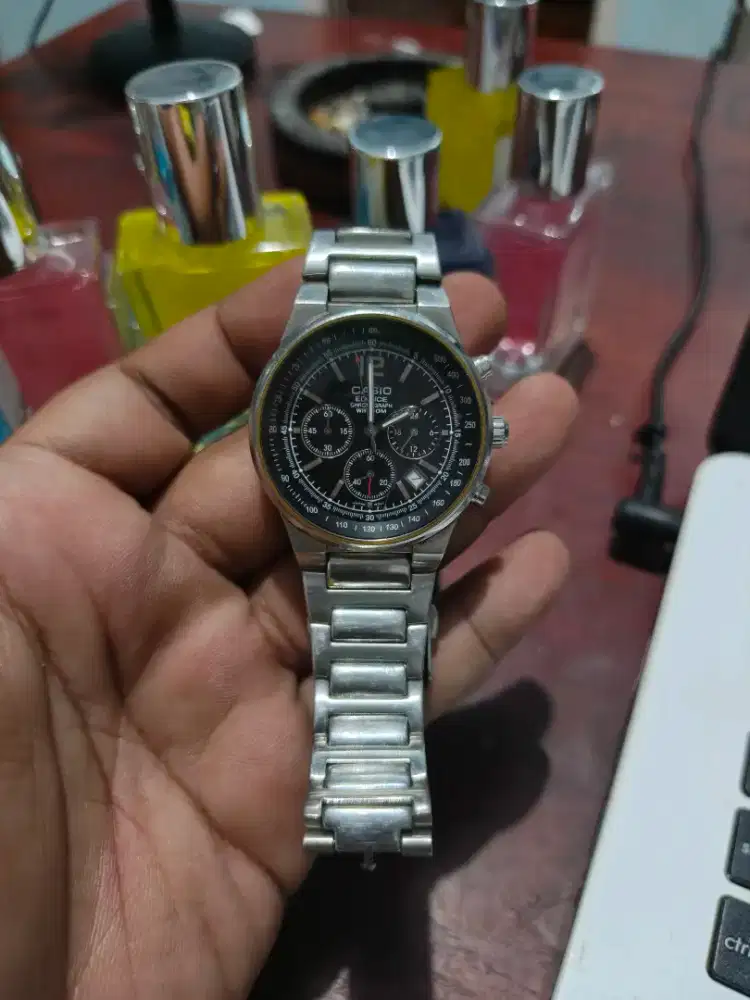 Casio Jam Tangan Pria EDIFICE EF-500D-1AVDF - Silver Hitam