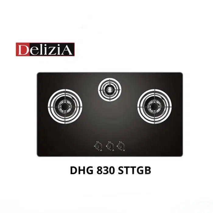 Delizia Kompor Gas Tanam 80 Cm Dhg830Sttg(B), 3 Pembakar Gas 3 tungku