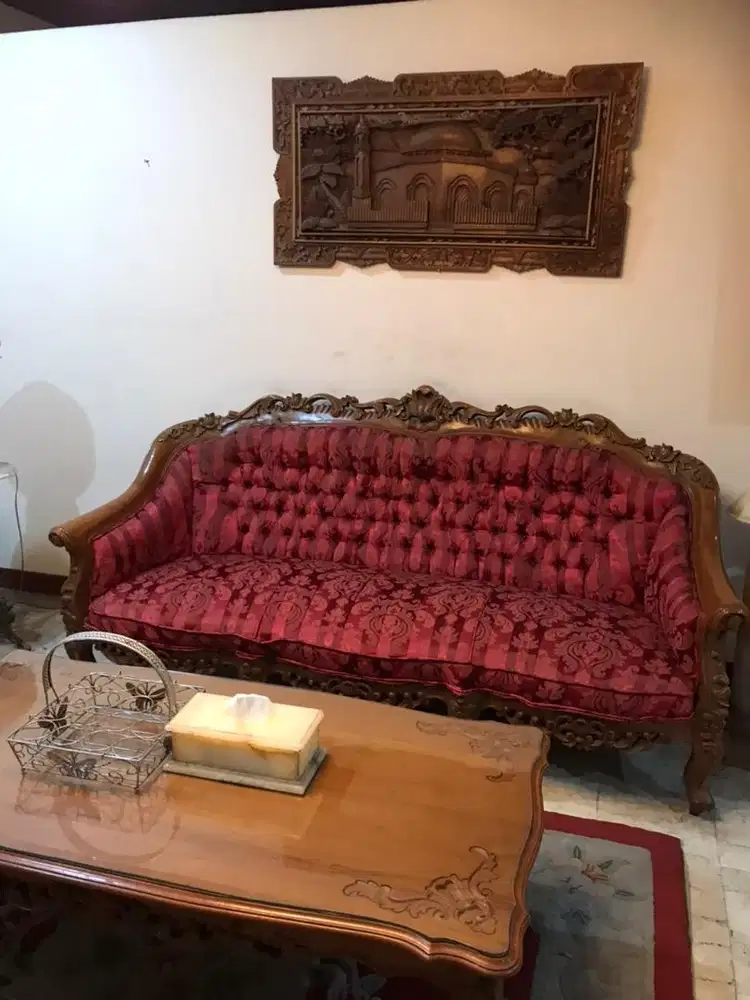 1 set kursi jepara Antik /Etnik kain import