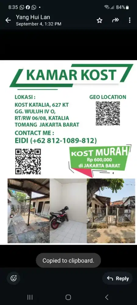 Kost tomang laki2 dan perempuan