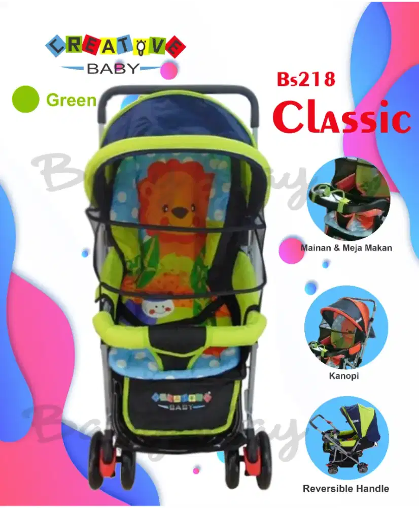 Baby Stroller Murah Pliko Classic Navy Green New Born Usia 0-36 Bulan