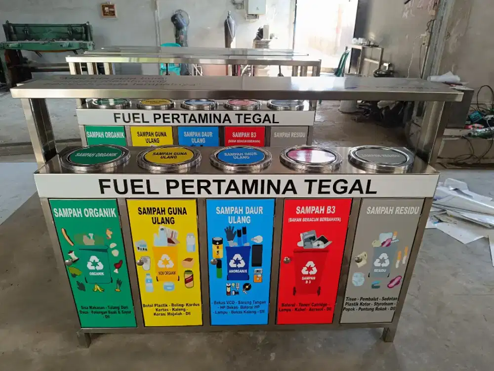 Tempat sampah stainlees 5 pilah custom