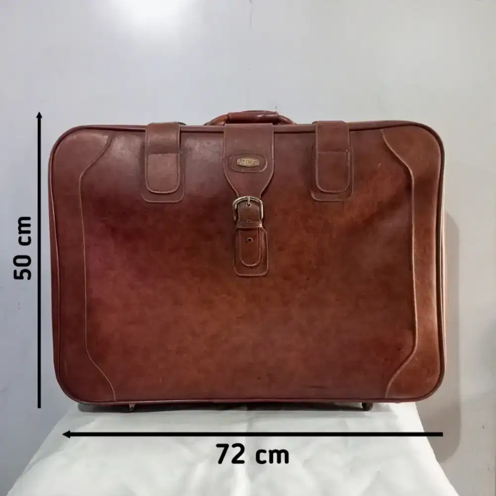 Vintage Tas Jet Stream Travel Kulit Jumbo Coklat • Leather Suitcase