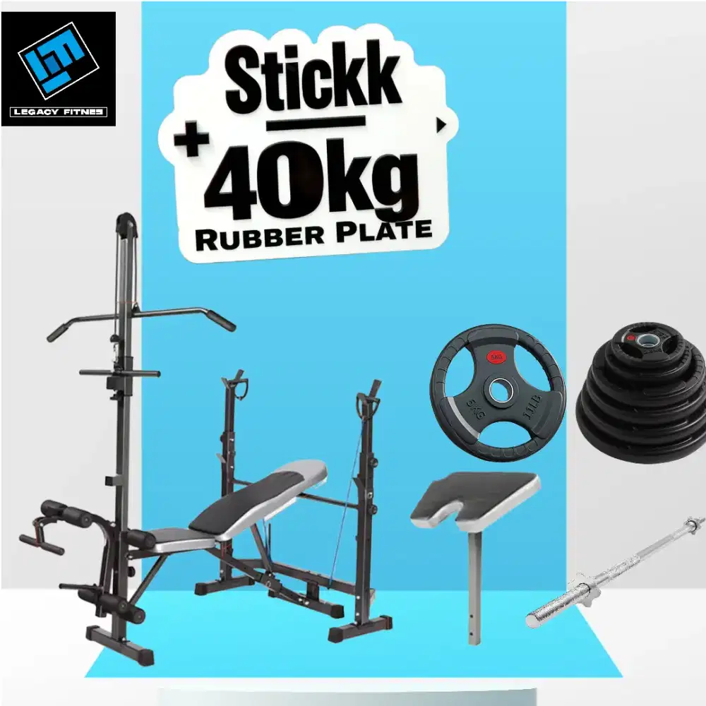 Bench pres banch press set dumble 40kg fitclass