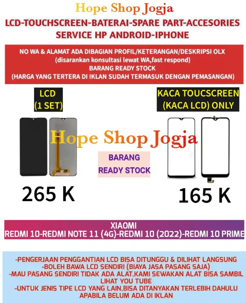 Touchscreen-Baterai LCD XIAOMI REDMI 10-REDMI NOTE 11 (4G)