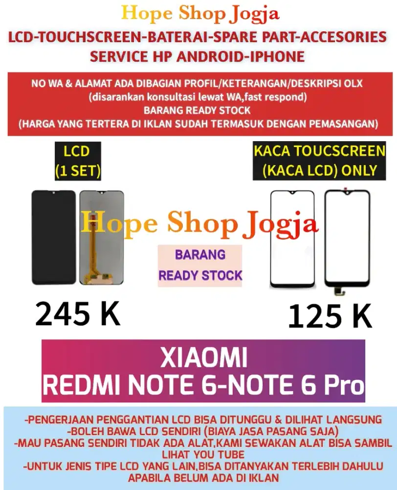 Touchscreen-Baterai-LCD Xiaomi Redmi Note 6-Note 6 Pro