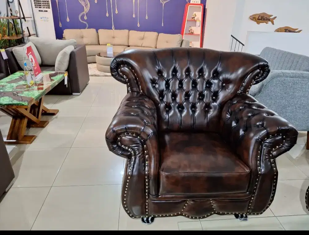 Sofa Oscar Kulit Sintetic Berkualitas Warna Classic Brown