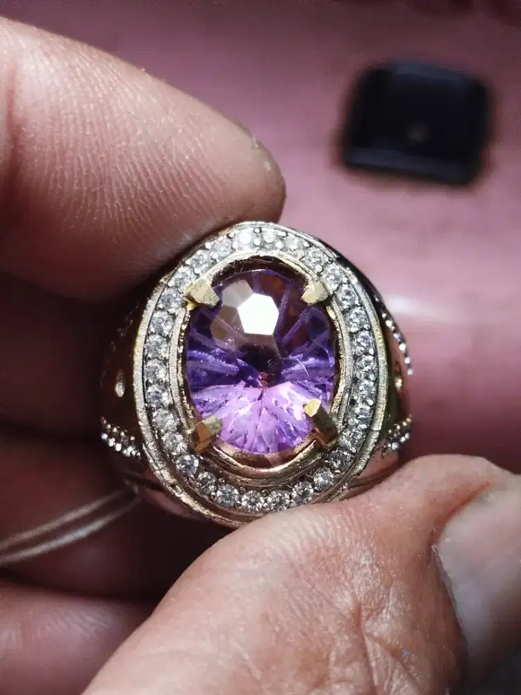 cincin natural amethyst ( quartz ) plus memo