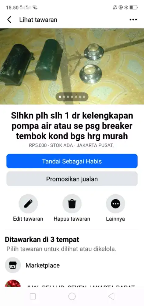 Slhkn plh slh 1 dr kelengkapan pompa air atau sblh2 nya hrg murah sj