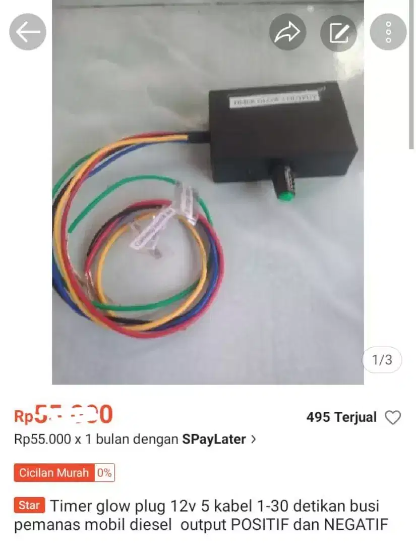Timer glow plug pijar 12v 1 SD 30 detikan DUA output
