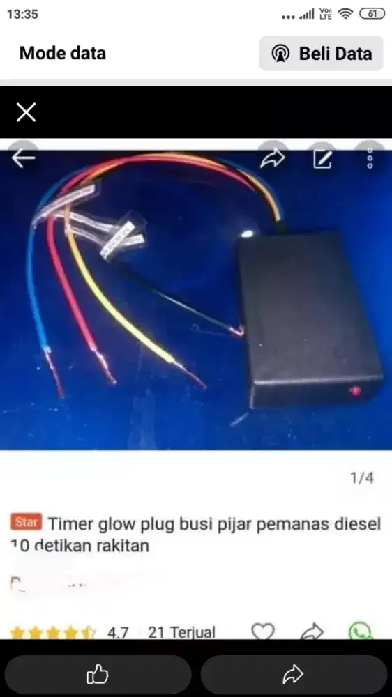 Timer glow plug 12v 10 detikan 4 kabel rakitan