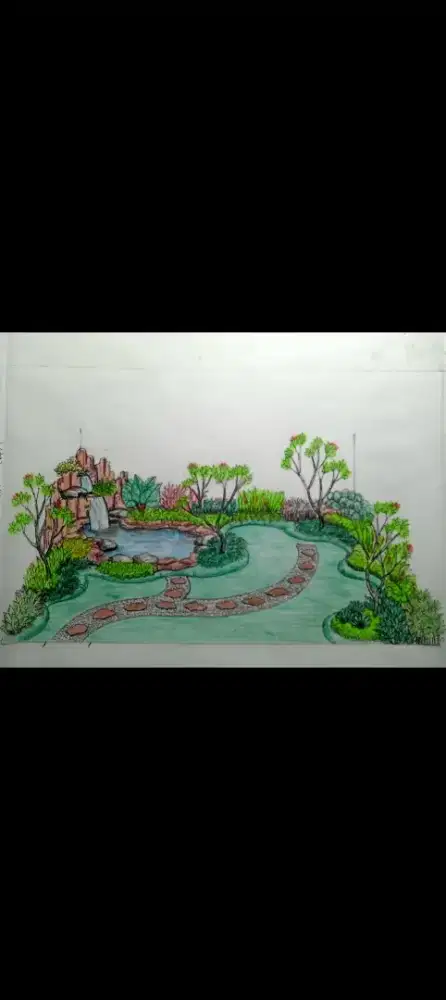 Kolam ikan dan taman