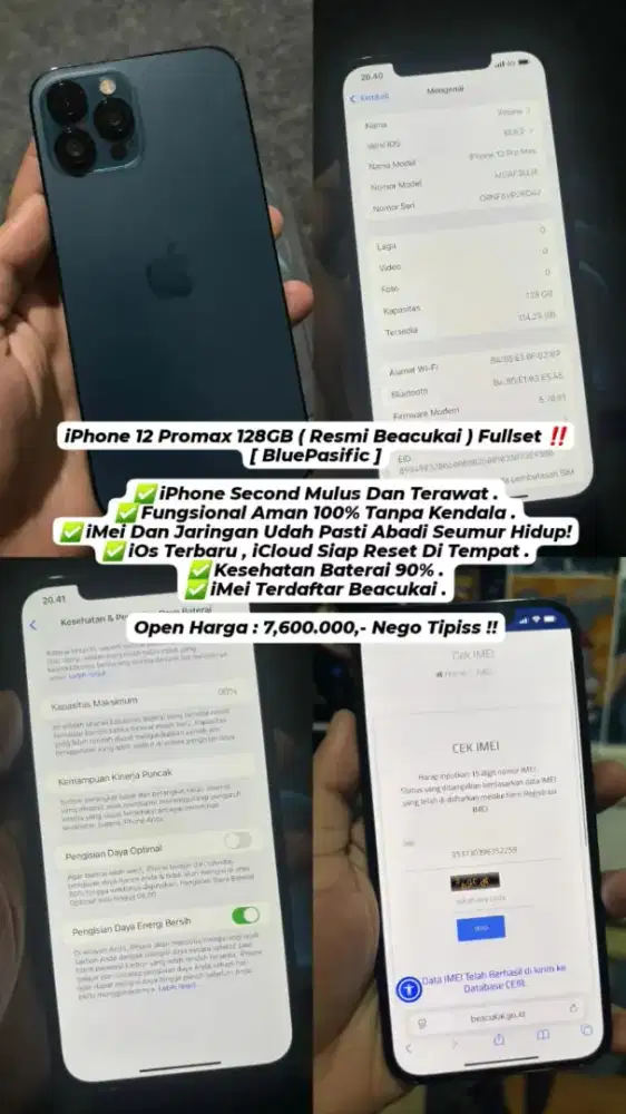 Iphone 12 ProMax 128Gb Resmi Beacukai
