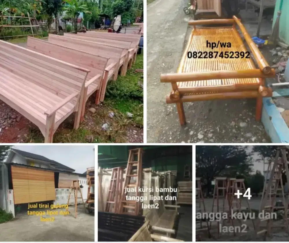 Jual kursi bambu tangga lipat Tirai gulung dan laen2