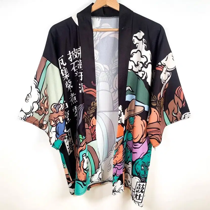Preloved Kimono Yukata Outer Fullprint motif Oni Demon