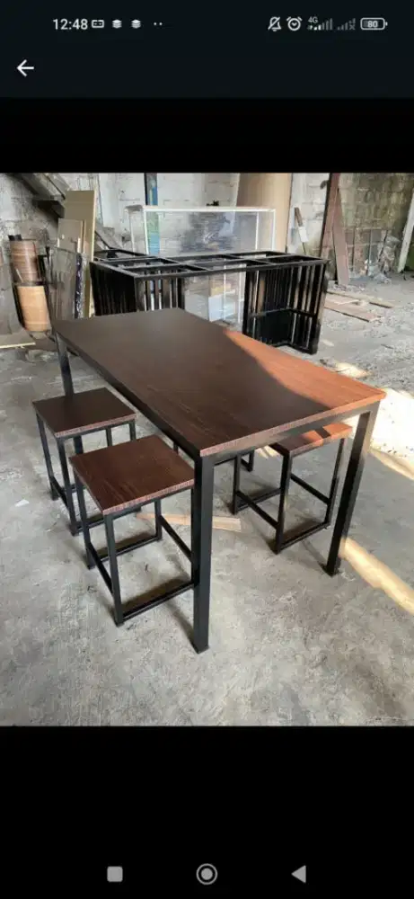 Set meja cafe minimalis/meja kantin/meja makan