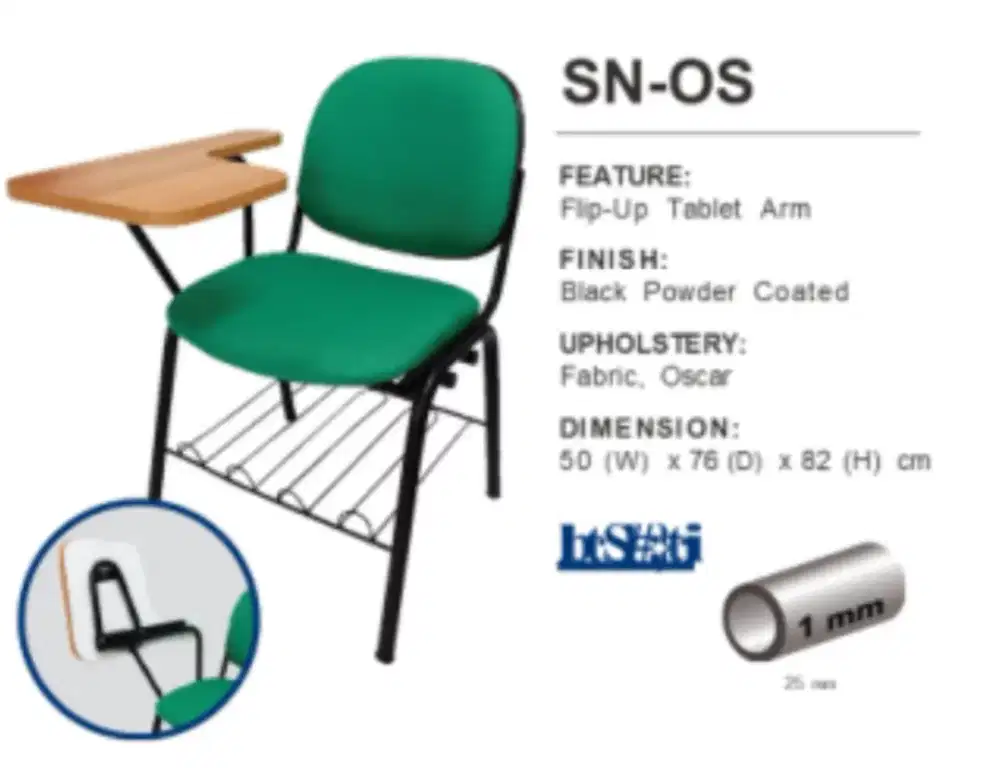 Kursi tulis flip up arm...