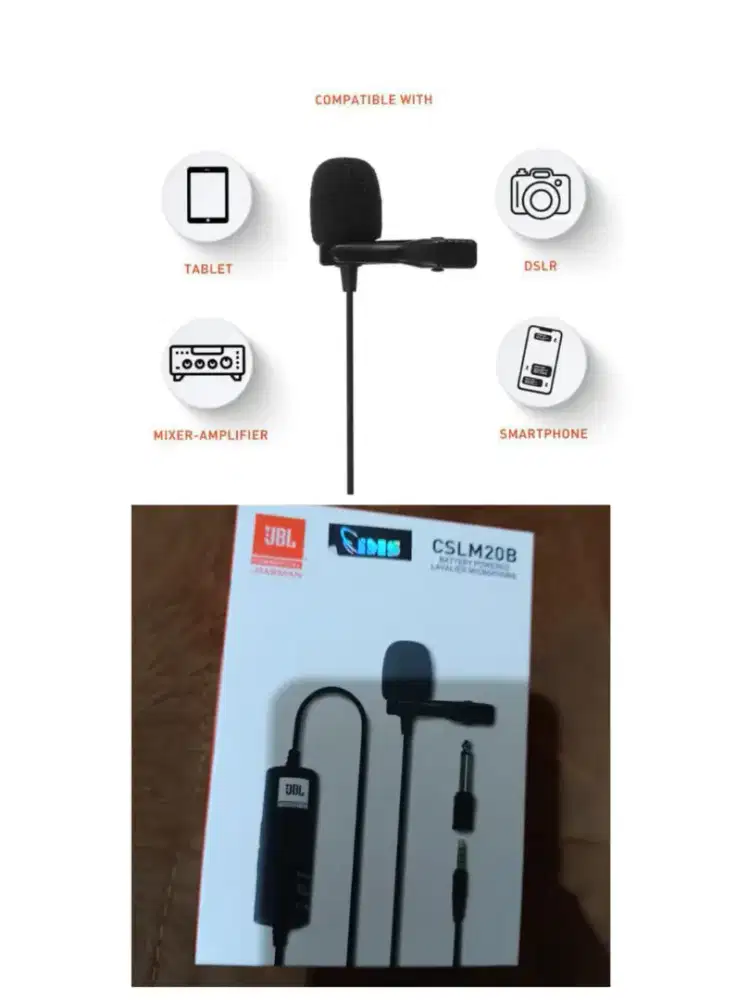 JBL Commercial CSLM20B / CSLM 20B Omnidirectional Lavalier Microphone