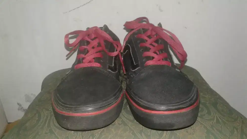 sepatu skate vans old skool flame wall black ori murah