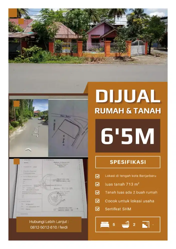 Jual tanah dan bangunan lokasi strategis
