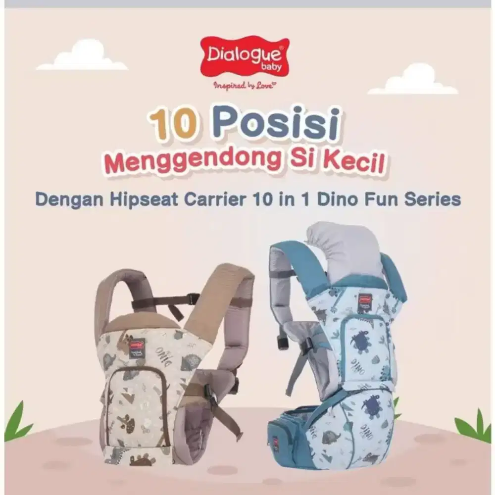 Gendongan Bayi Depan Hipseat 10 in1 Dialogue Dino