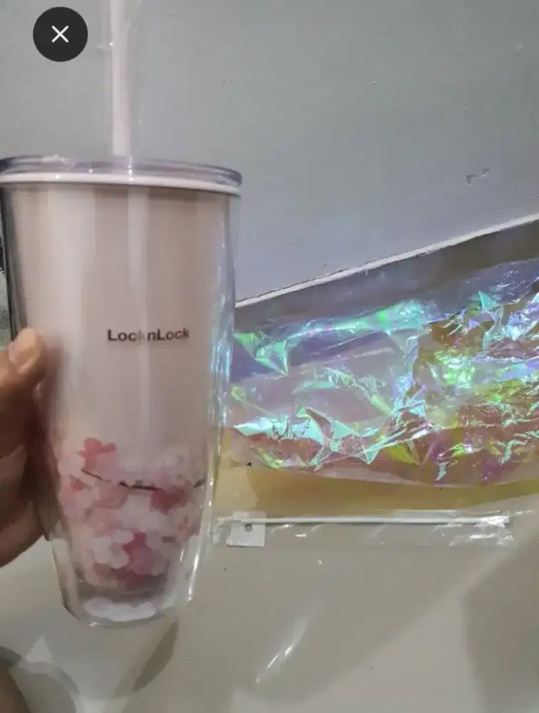 Original Locknlock Tumbler Cherry Blossom Gelas LocknLock
