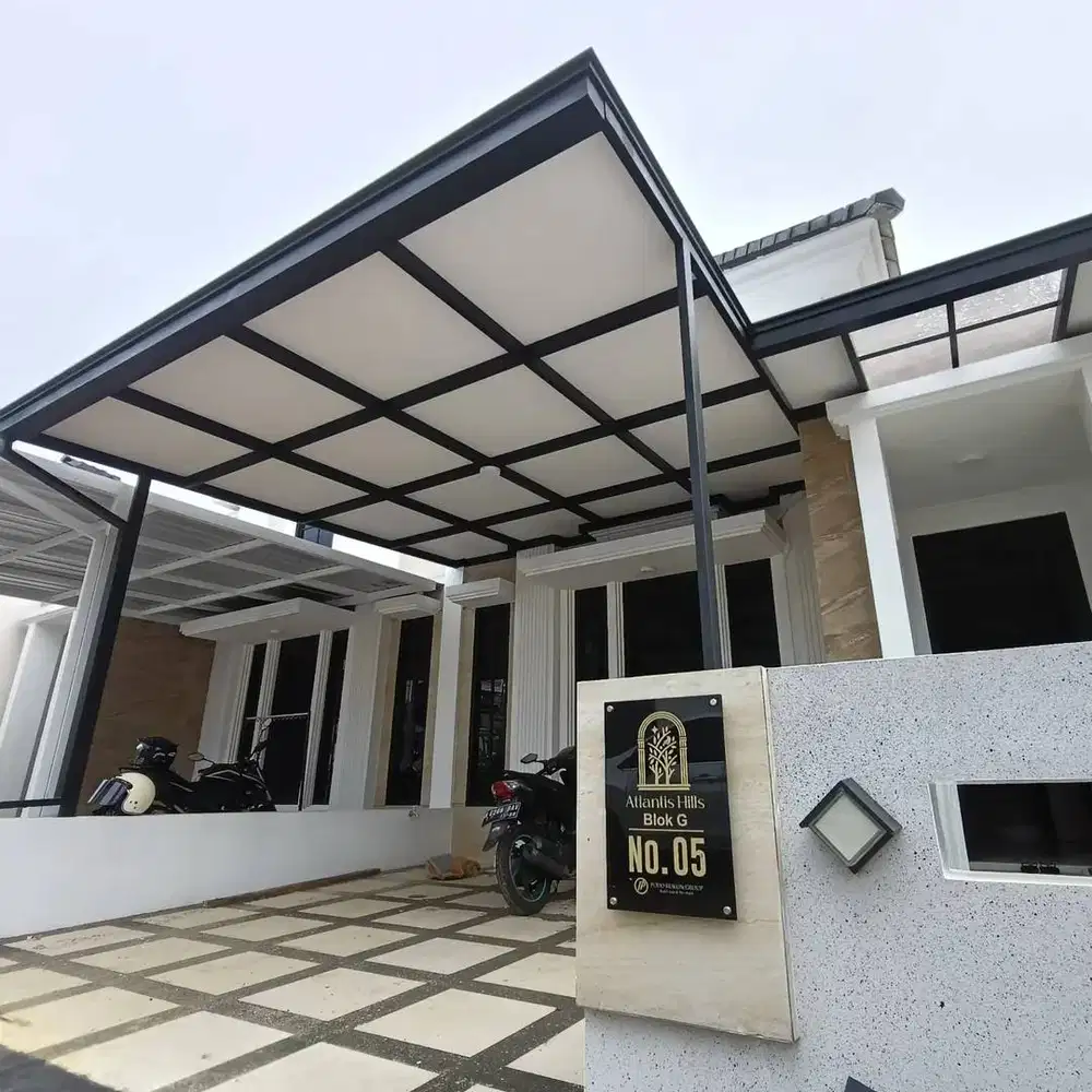 kanopi atap alderon rangka besi hollo galvanis