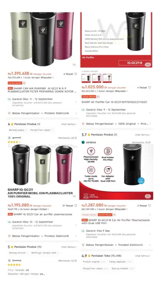 Air Purifier Portable Sharp IG GC2Y