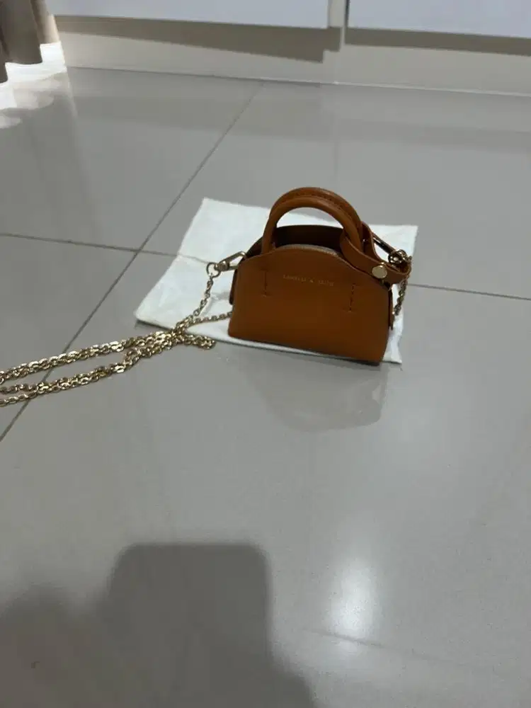 Original SG Charles & Keith Top Handle Dome Bag Tan