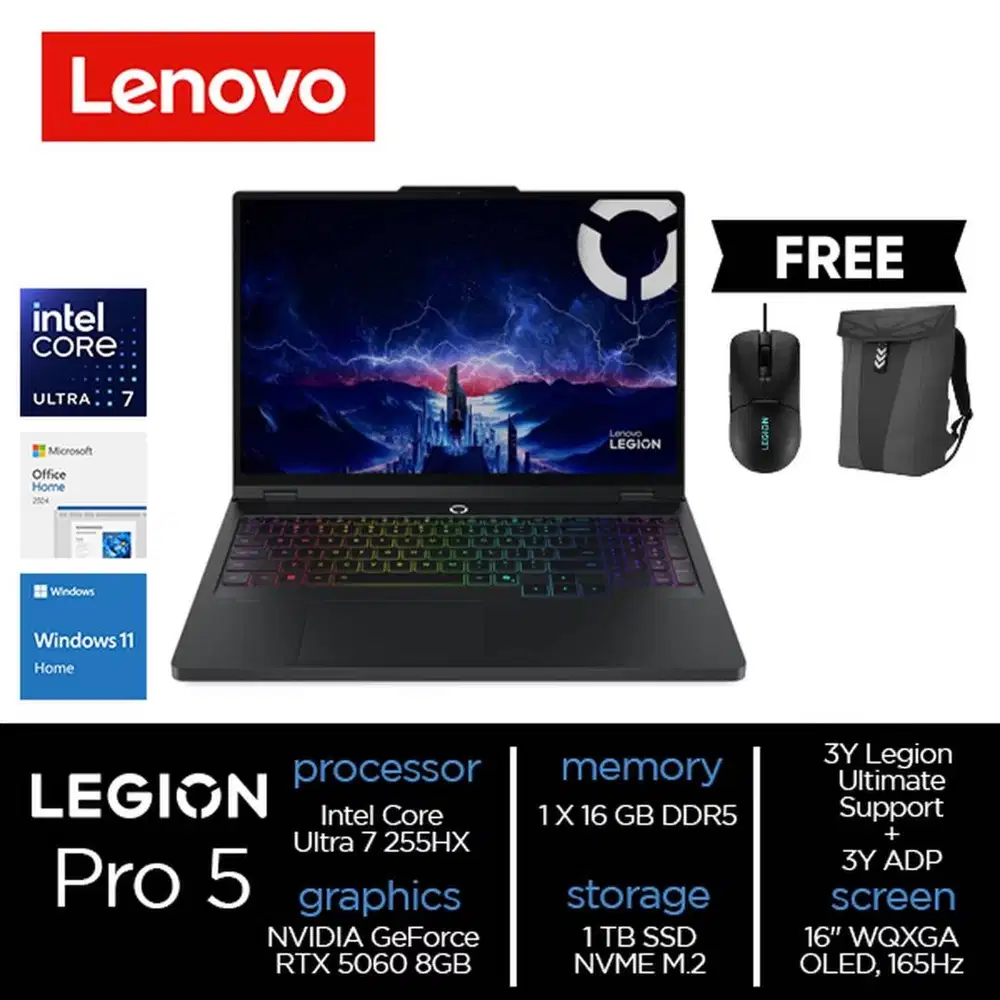 Legion Pro 5 16IAX10 35ID Core Ultra 7 255HX 16GB 1TB RTX 5060 8GB W11