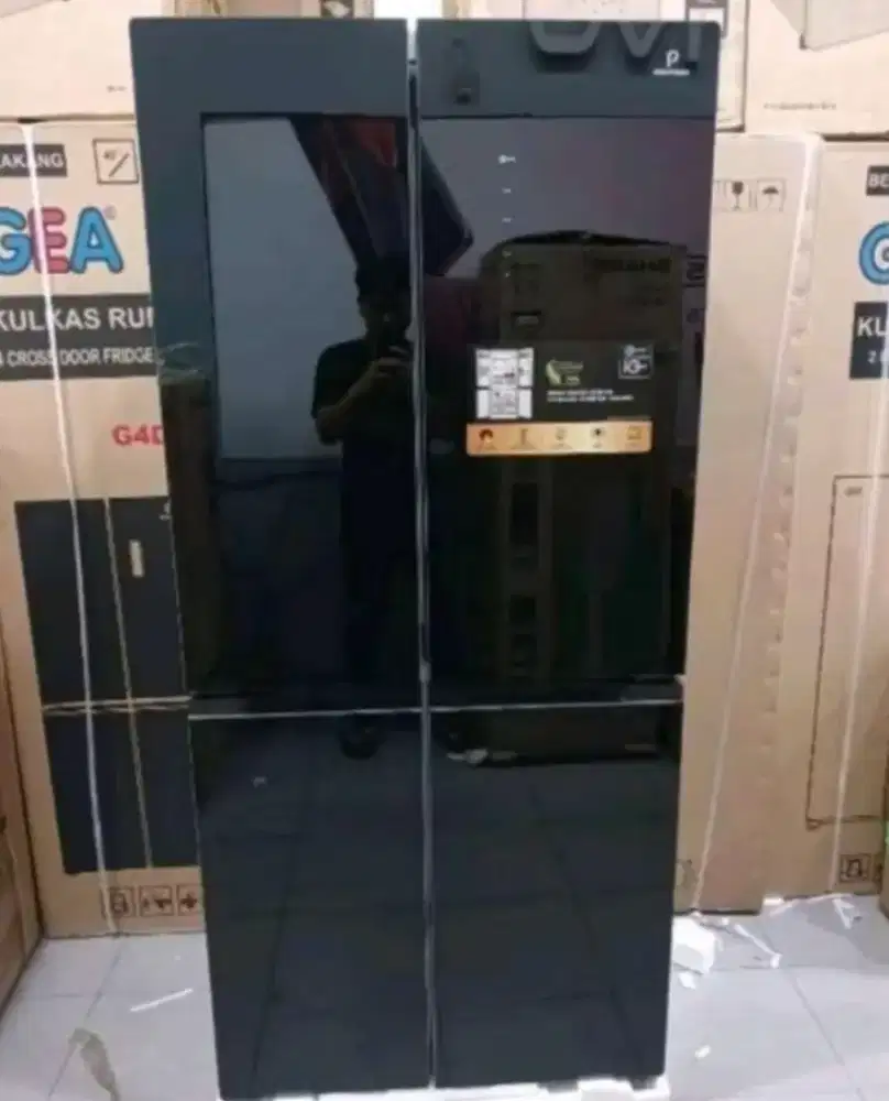 PROMO KULKAS POLYTRON 4 PINTU SIDE BY SIDE PRS510X INVERTER BLACK GLAS