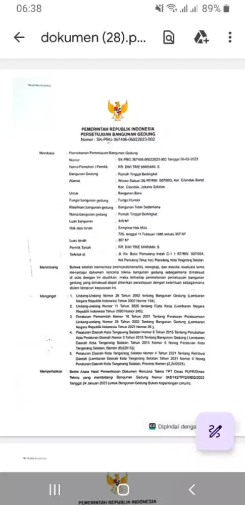 Menerima Pengurusan PBG