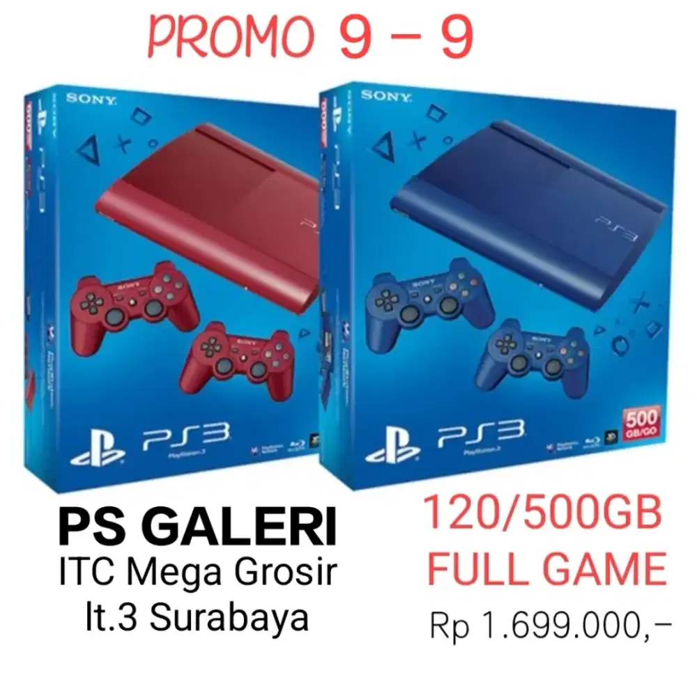 PS3 SUPER SLIM TYPE TERBARU 120/500GB FULL GAME