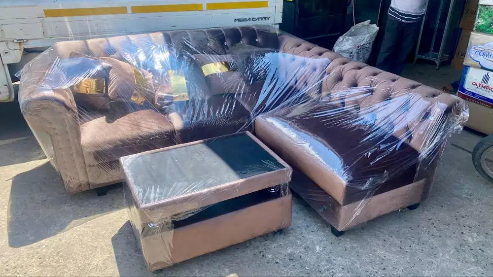 SOFA L BAHAN BALEDRU + MEJA