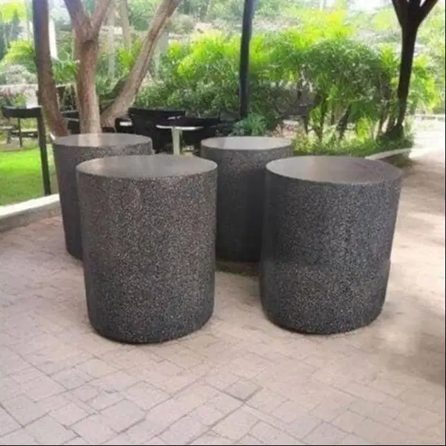 Bangku taman terrazzo outdoor silinder
